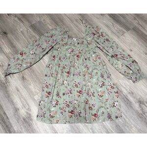 Blu‎ Pepper Sage green floral dress women's large NWT midi